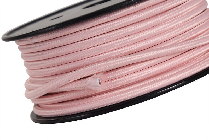 Deco Cavo 1m Pink Braided 2 Core 0.75mm Cable VDE Approved (qty ordered will be supplied as one continuous length) • D0528