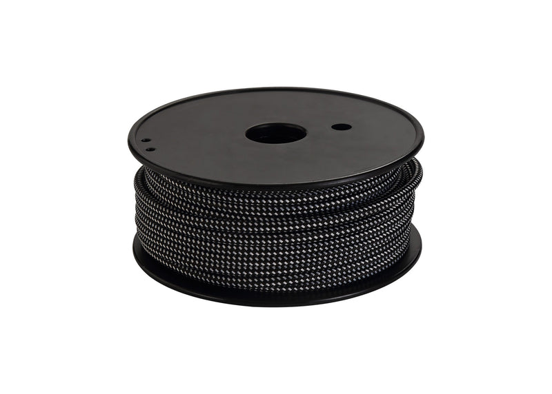 Deco Cavo 1m Black & White Spot Braided 2 Core 0.75mm Cable VDE Approved (qty ordered will be supplied as one continuous length) • D0531