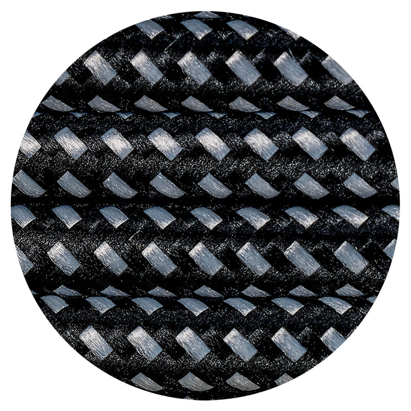 Deco Cavo 1m Black & White Spot Braided 2 Core 0.75mm Cable VDE Approved (qty ordered will be supplied as one continuous length) • D0531