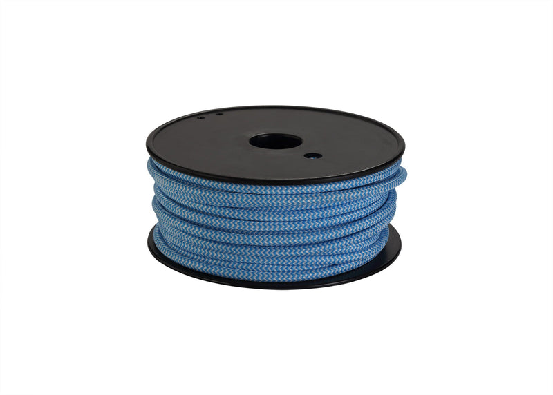 Deco Cavo 1m Blue & White Wave Stripes Braided 2 Core 0.75mm Cable VDE Approved (qty ordered will be supplied as one continuous length) • D0534