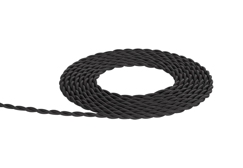 Deco Cavo 1m Grey Braided Twisted 2 Core 0.75mm Cable VDE Approved (qty ordered will be supplied as one continuous length) • D0535