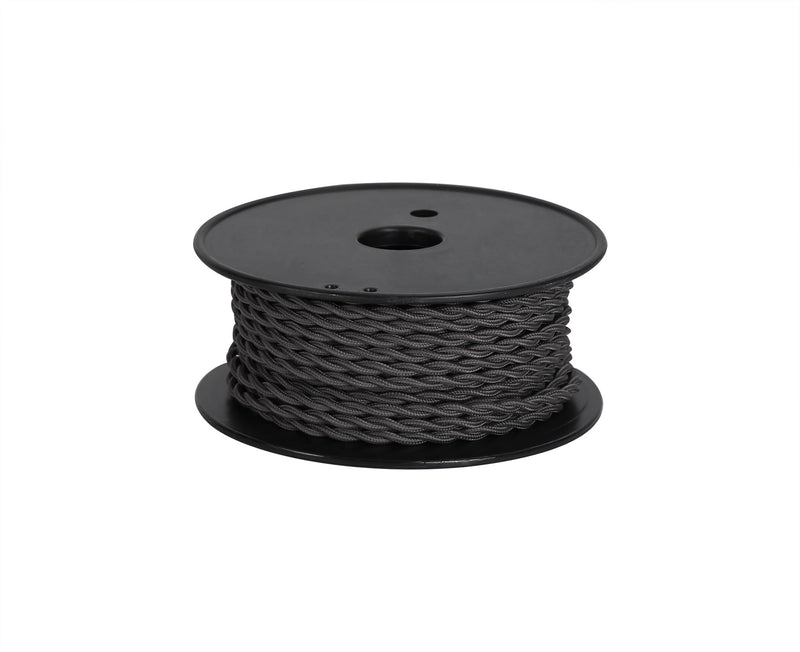 Deco Cavo 1m Grey Braided Twisted 2 Core 0.75mm Cable VDE Approved (qty ordered will be supplied as one continuous length) • D0535