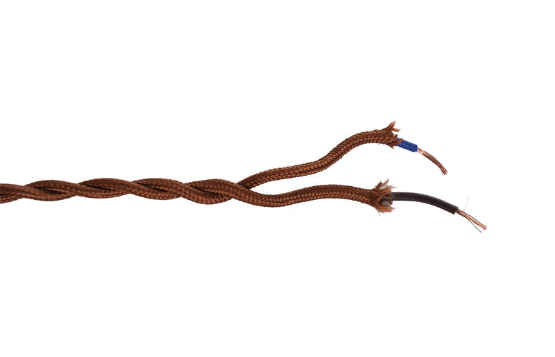 Deco Cavo 1m Red Brown Braided Twisted 2 Core 0.75mm Cable VDE Approved (qty ordered will be supplied as one continuous length) • D0536