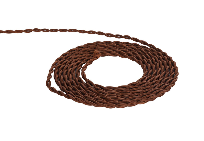 Deco Cavo 1m Red Brown Braided Twisted 2 Core 0.75mm Cable VDE Approved (qty ordered will be supplied as one continuous length) • D0536