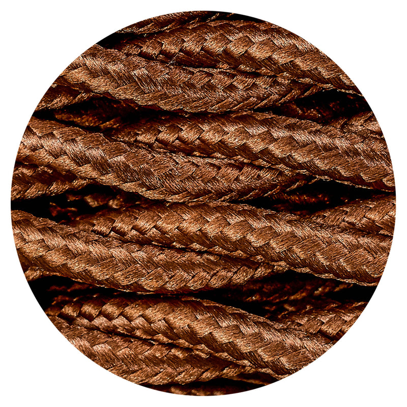 Deco Cavo 1m Red Brown Braided Twisted 2 Core 0.75mm Cable VDE Approved (qty ordered will be supplied as one continuous length) • D0536