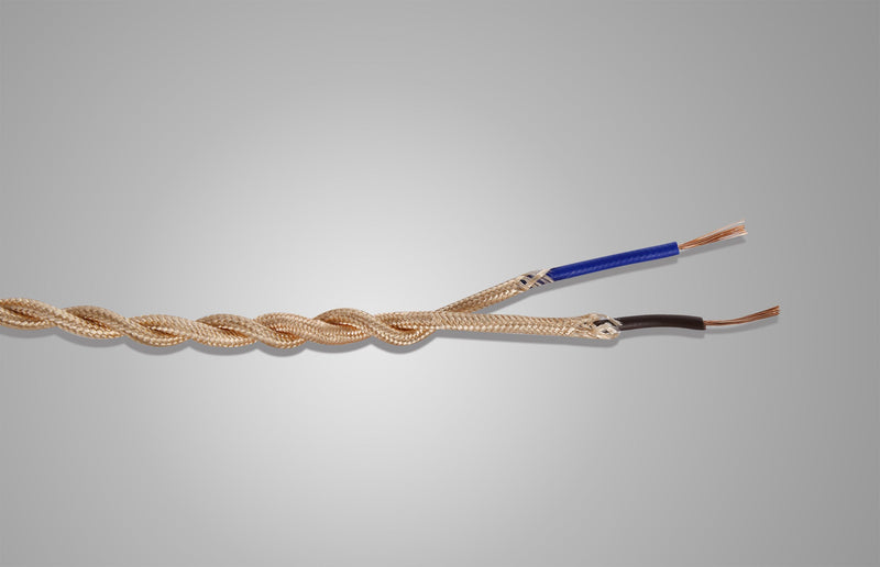 Deco Cavo 1m Rose Gold Braided Twisted 2 Core 0.75mm Cable VDE Approved (qty ordered will be supplied as one continuous length) • D0537