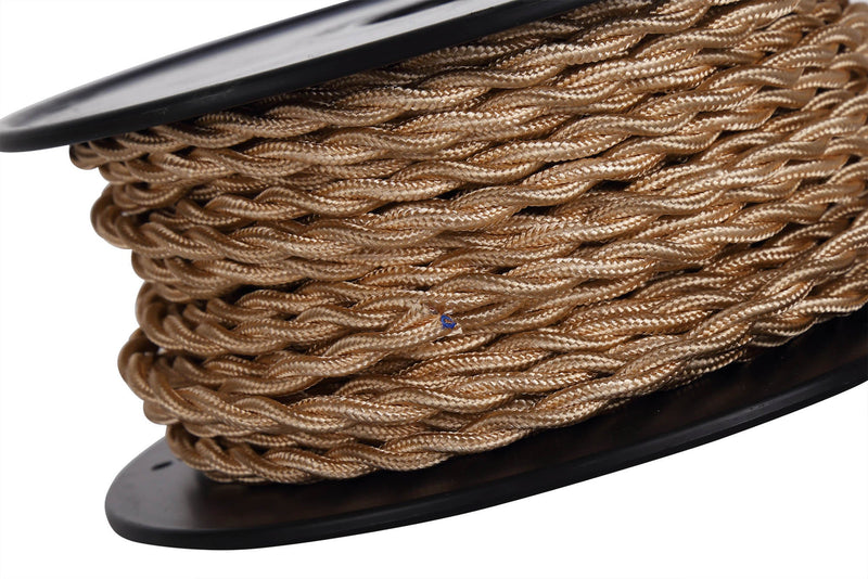 Deco Cavo 1m Rose Gold Braided Twisted 2 Core 0.75mm Cable VDE Approved (qty ordered will be supplied as one continuous length) • D0537