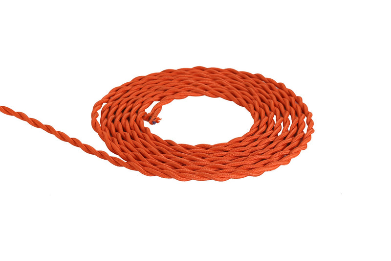 Deco Cavo 1m Orange Braided Twisted 2 Core 0.75mm Cable VDE Approved (qty ordered will be supplied as one continuous length) • D0538