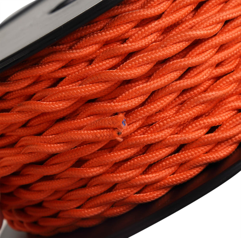 Deco Cavo 1m Orange Braided Twisted 2 Core 0.75mm Cable VDE Approved (qty ordered will be supplied as one continuous length) • D0538