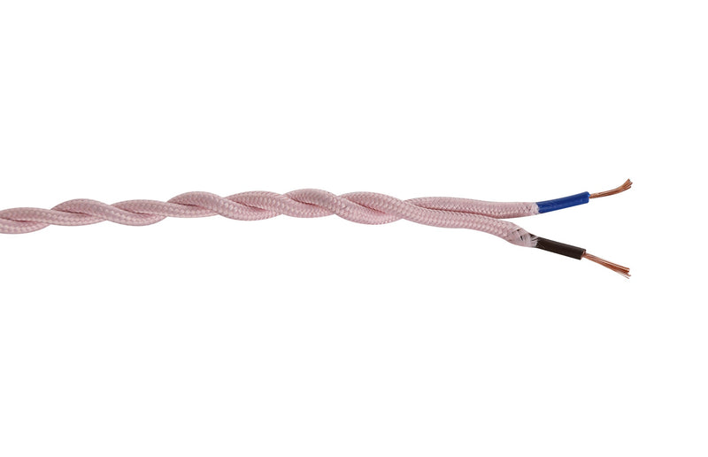 Deco Cavo 1m Pink Braided Twisted 2 Core 0.75mm Cable VDE Approved (qty ordered will be supplied as one continuous length) • D0540