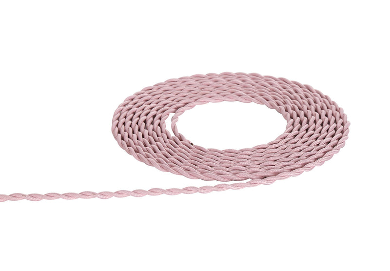 Deco Cavo 1m Pink Braided Twisted 2 Core 0.75mm Cable VDE Approved (qty ordered will be supplied as one continuous length) • D0540