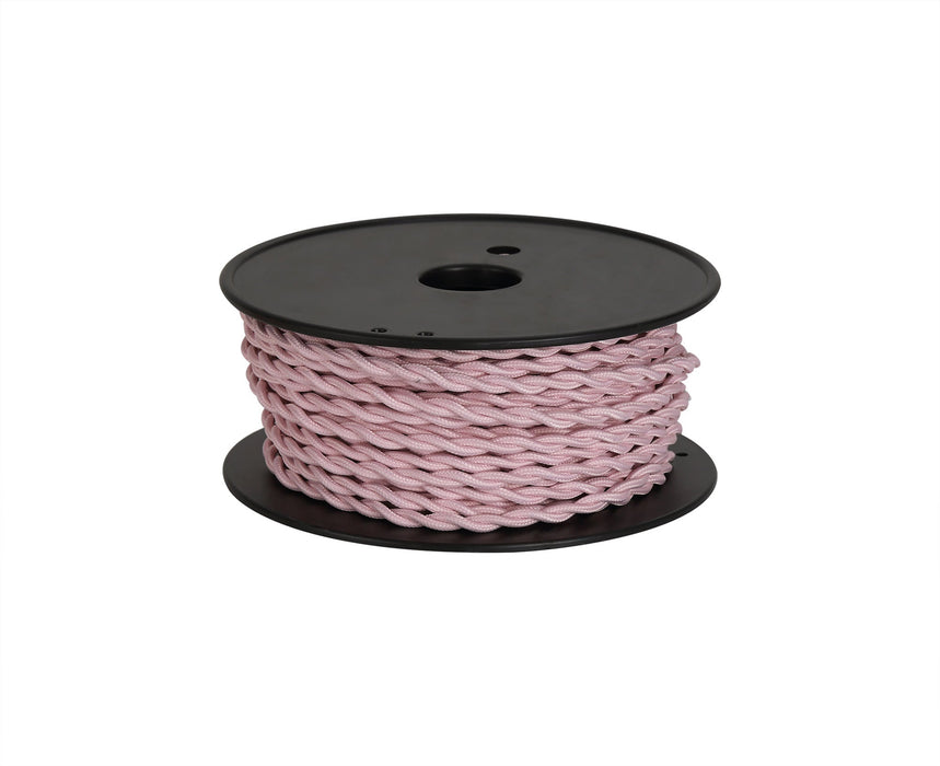 Deco Cavo 1m Pink Braided Twisted 2 Core 0.75mm Cable VDE Approved (qty ordered will be supplied as one continuous length) • D0540