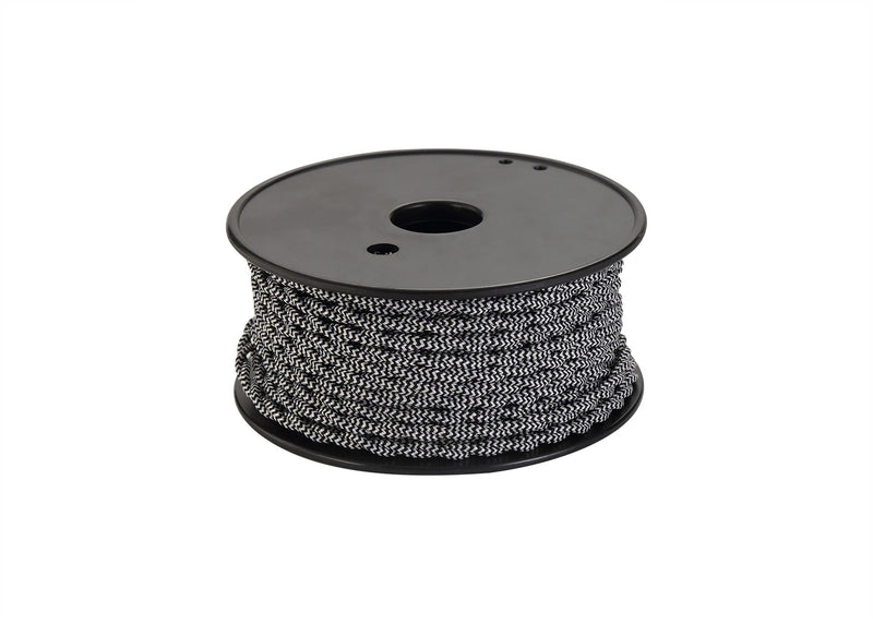 Deco Cavo 1m Black & White Wave Stripe Braided Twisted 2 Core 0.75mm Cable VDE Approved (qty ordered will be supplied as one continuous length) • D0541