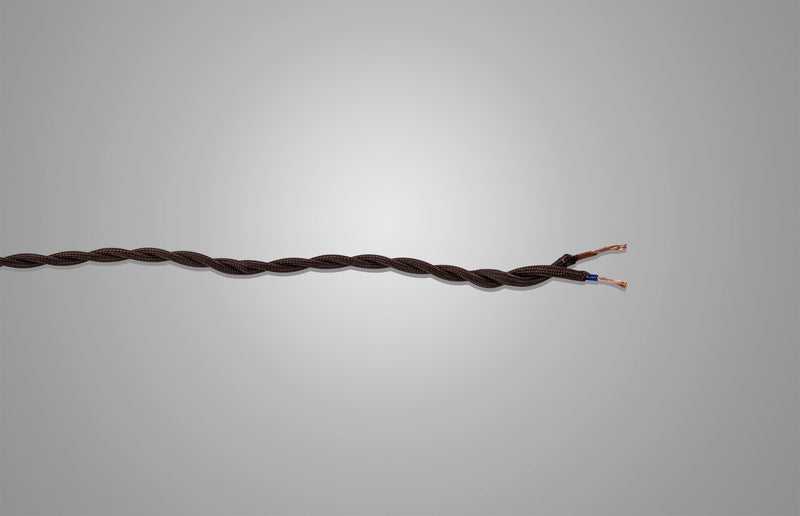 Deco Cavo 1m Dark Brown Braided Twisted 2 Core 0.75mm Cable VDE Approved (qty ordered will be supplied as one continuous length) • D0658