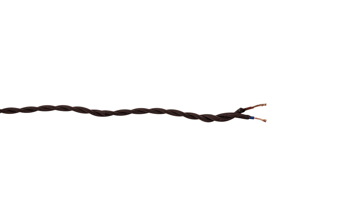 Deco Cavo 1m Dark Brown Braided Twisted 2 Core 0.75mm Cable VDE Approved (qty ordered will be supplied as one continuous length) • D0658