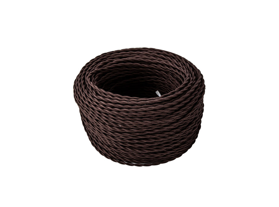 Deco Cavo 1m Dark Brown Braided Twisted 2 Core 0.75mm Cable VDE Approved (qty ordered will be supplied as one continuous length) • D0658