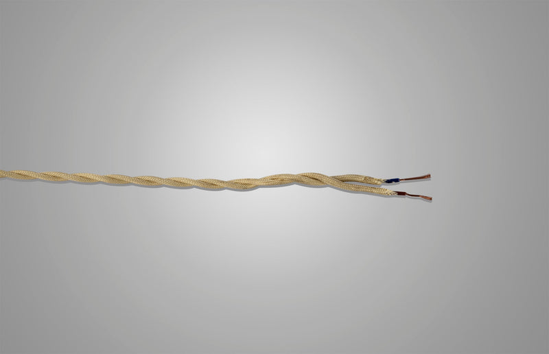 Deco Cavo 1m Beige Braided Twisted 2 Core 0.75mm Cable VDE Approved (qty ordered will be supplied as one continuous length) • D0659