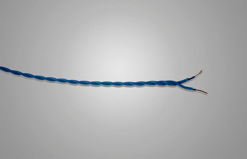 Deco Cavo 1m Blue Braided Twisted 2 Core 0.75mm Cable VDE Approved (qty ordered will be supplied as one continuous length) • D0660