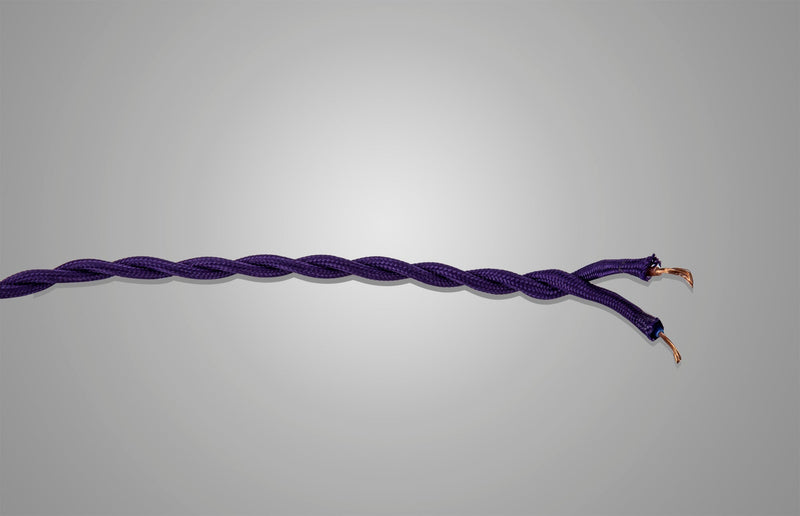 Deco Cavo 1m Purple Braided Twisted 2 Core 0.75mm Cable VDE Approved (qty ordered will be supplied as one continuous length) • D0662