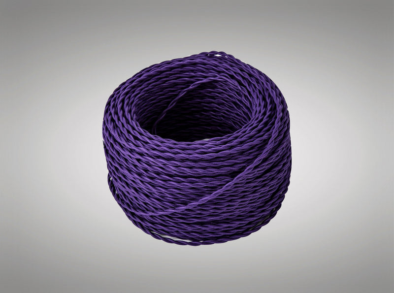 Deco Cavo 1m Purple Braided Twisted 2 Core 0.75mm Cable VDE Approved (qty ordered will be supplied as one continuous length) • D0662