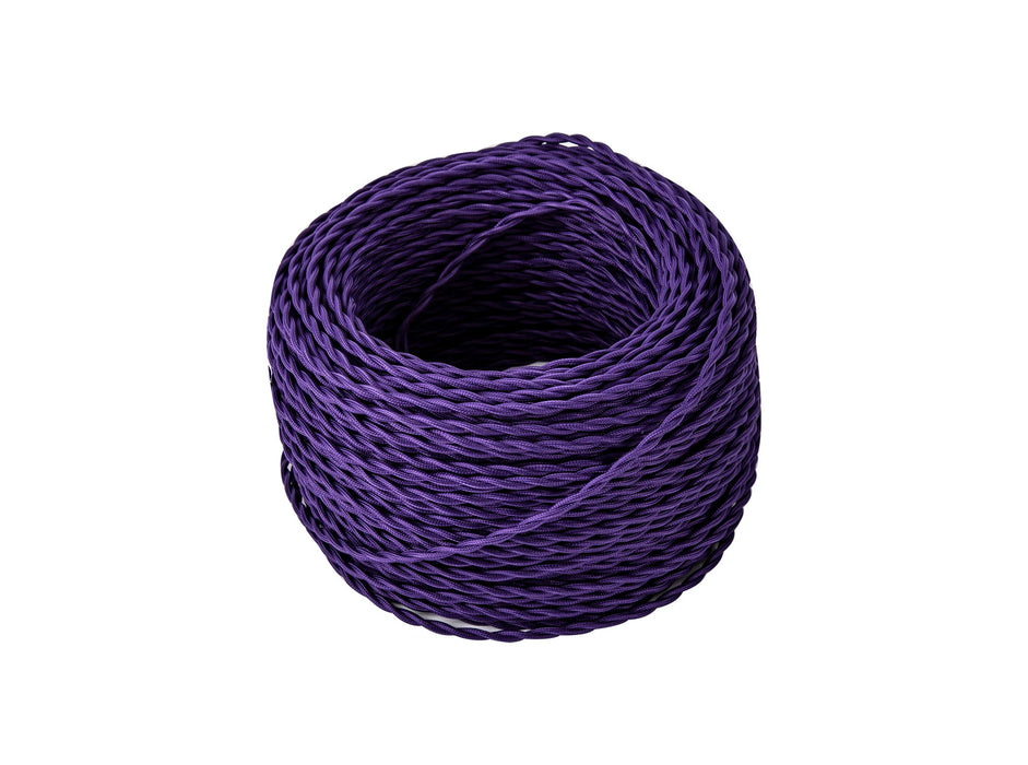 Deco Cavo 1m Purple Braided Twisted 2 Core 0.75mm Cable VDE Approved (qty ordered will be supplied as one continuous length) • D0662