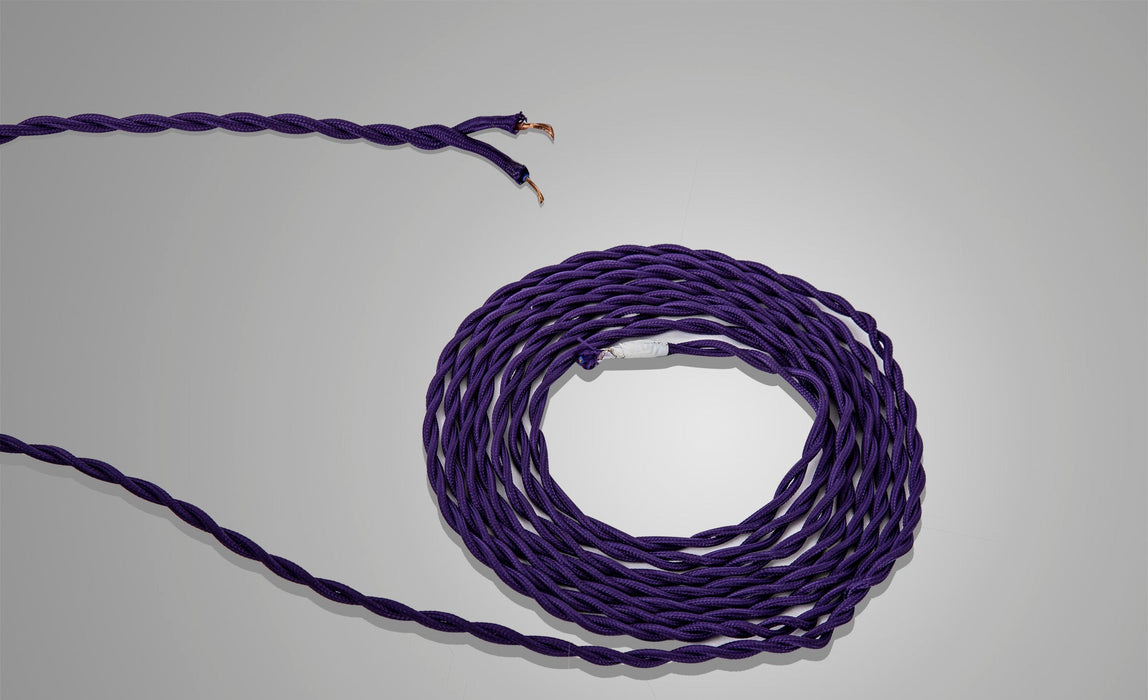 Deco Cavo 1m Purple Braided Twisted 2 Core 0.75mm Cable VDE Approved (qty ordered will be supplied as one continuous length) • D0662