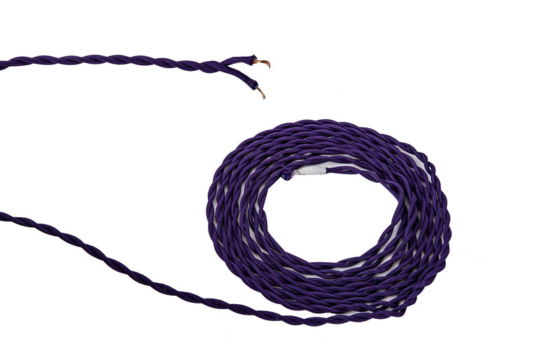 Deco Cavo 1m Purple Braided Twisted 2 Core 0.75mm Cable VDE Approved (qty ordered will be supplied as one continuous length) • D0662