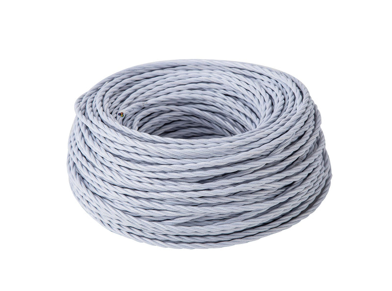 Deco Cavo 1m White Braided Twisted 3 Core 0.75mm Cable VDE Approved (qty ordered will be supplied as one continuous length) • D0664