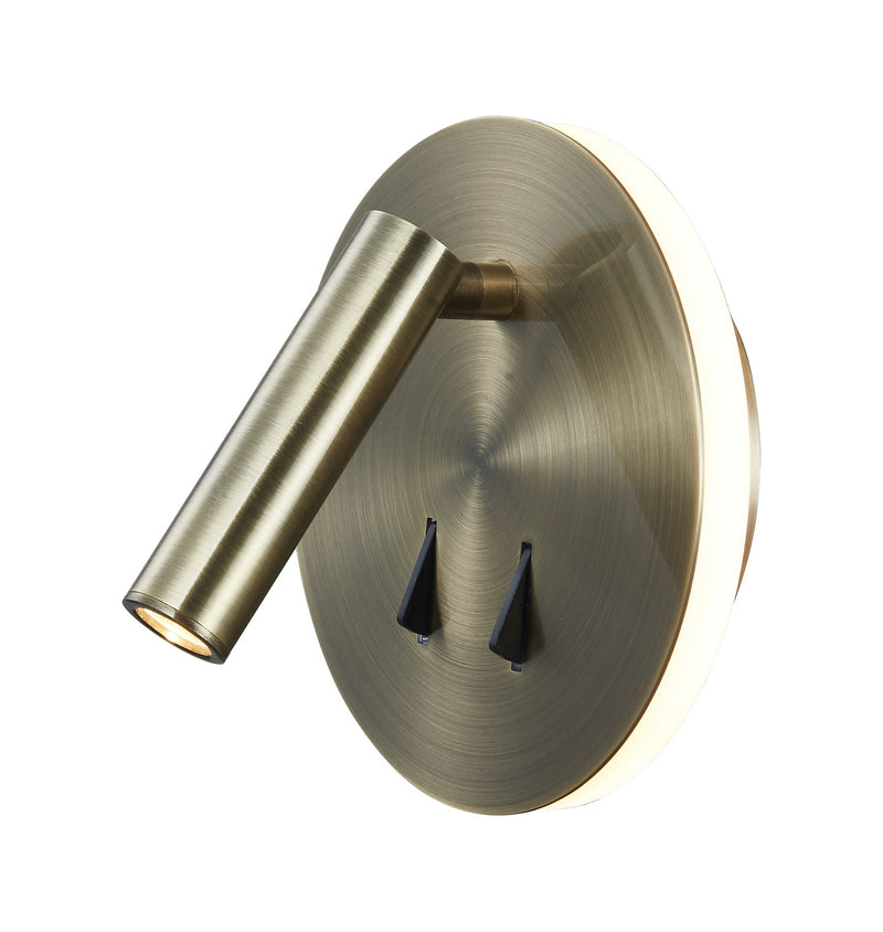 Mantra Fusion M6082 Cayman Wall + Reading Light, 6W + 3W LED, 3000K, 620lm Total, Individually Switched, Antique Brass, 3yrs Warranty • M6082