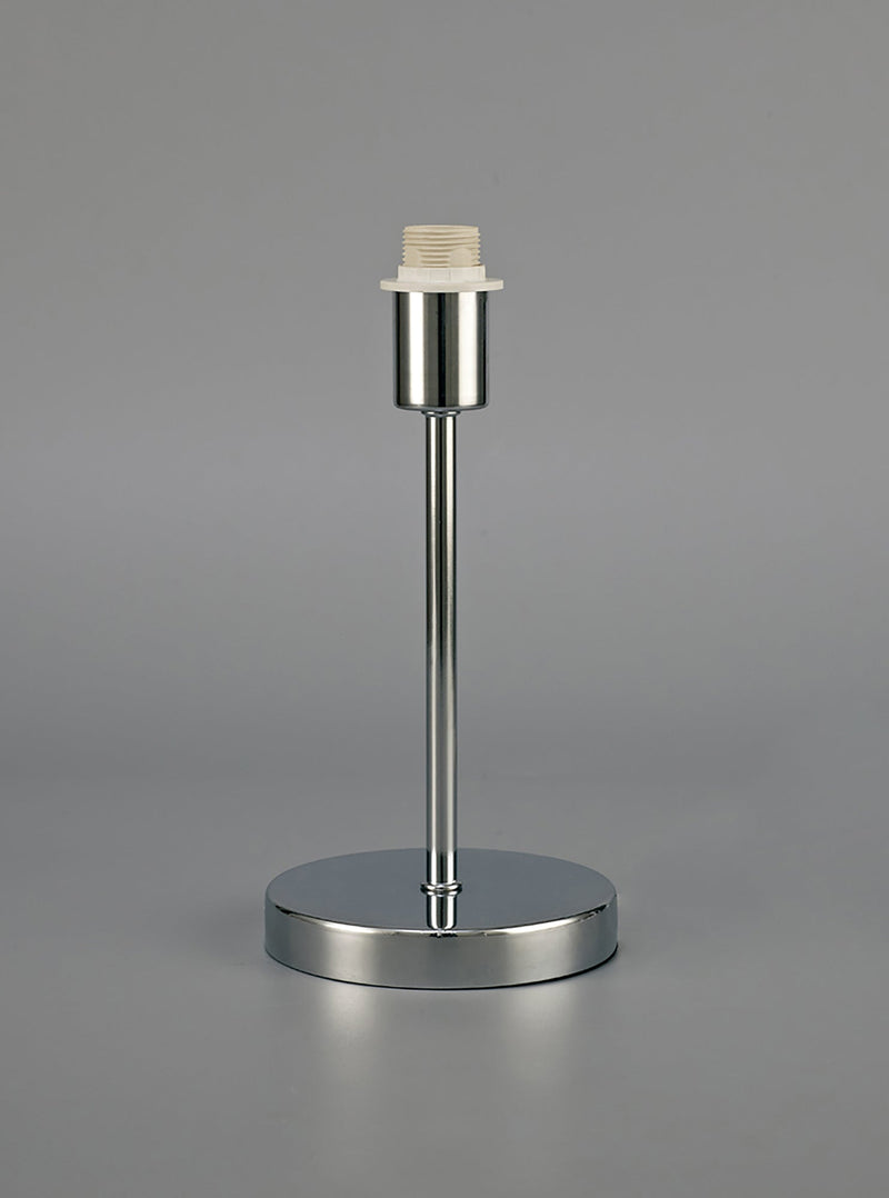 Deco Cedar Round Base Small Table Lamp Without Shade, Inline Switch, 1 Light E14 Polished Chrome • D0363