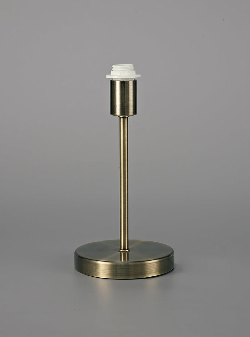 Deco Cedar Round Base Small Table Lamp Without Shade, Inline Switch, 1 Light E14 Antique Brass • D0364