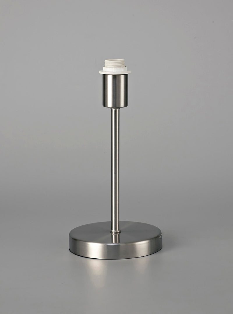 Deco Cedar Round Base Small Table Lamp Without Shade, Inline Switch, 1 Light E14 Satin Nickel • D0365