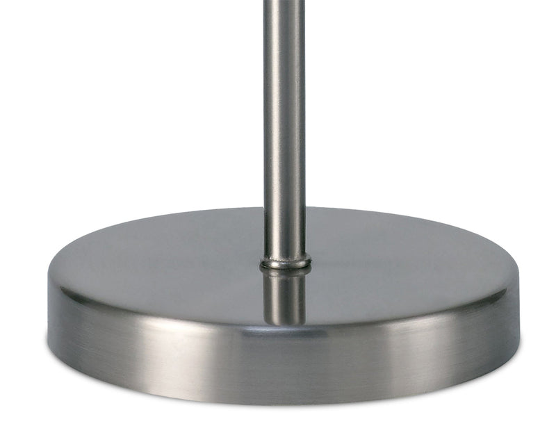 Deco Cedar Round Base Small Table Lamp Without Shade, Inline Switch, 1 Light E14 Satin Nickel • D0365