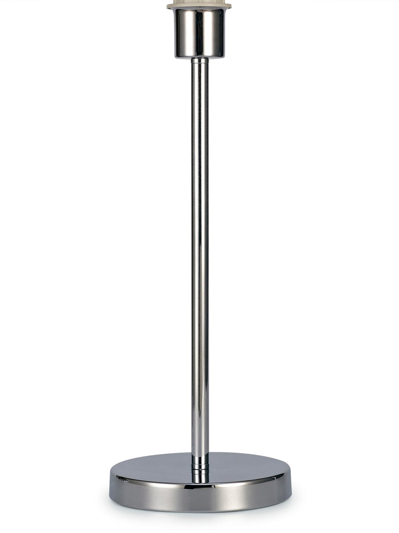 Deco Cedar Round Base Medium Table Lamp Without Shade, Inline Switch, 1 Light E27 Polished Chrome • D0366