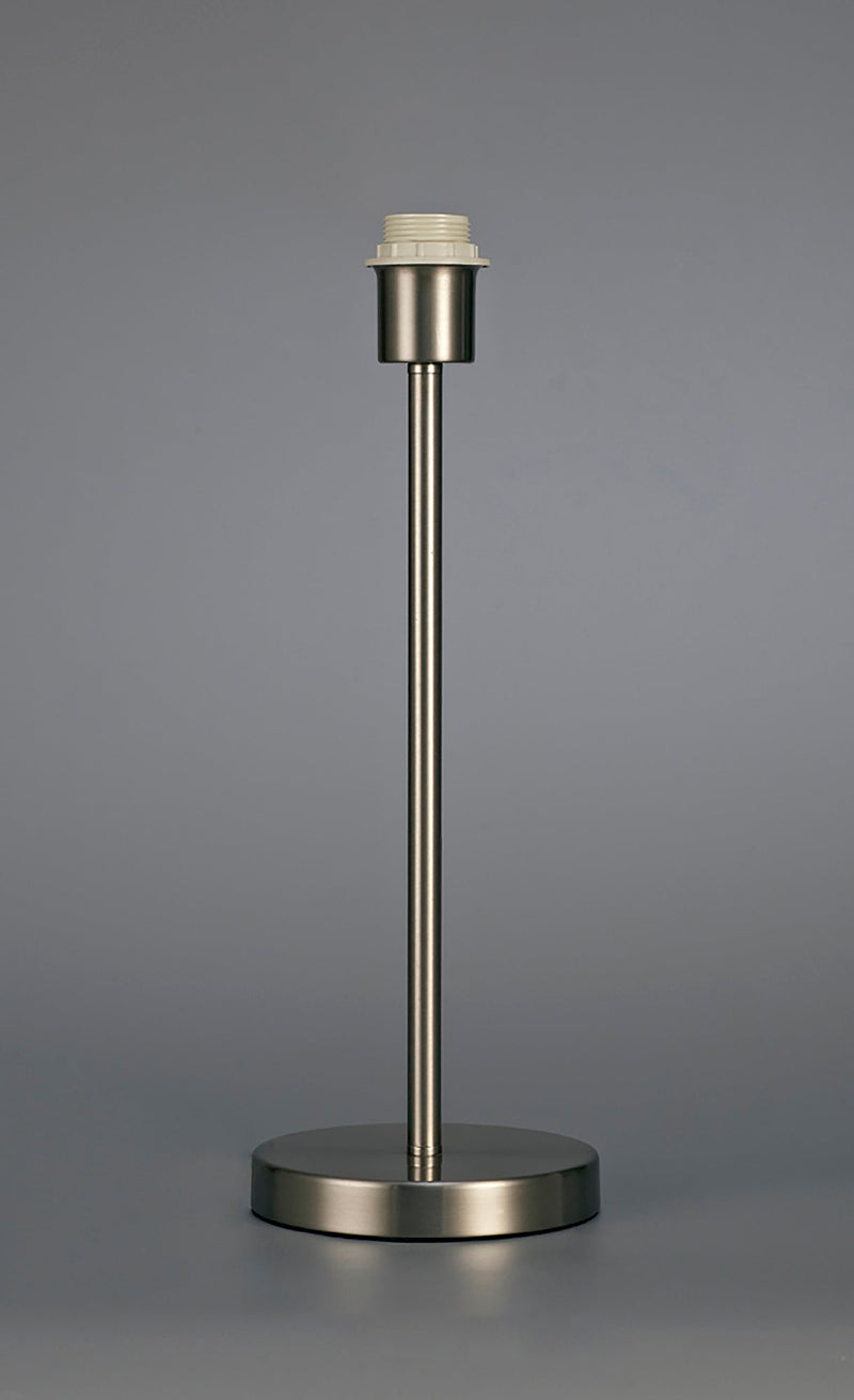 Deco Cedar Round Base Medium Table Lamp Without Shade, Inline Switch, 1 Light E27 Satin Nickel • D0368