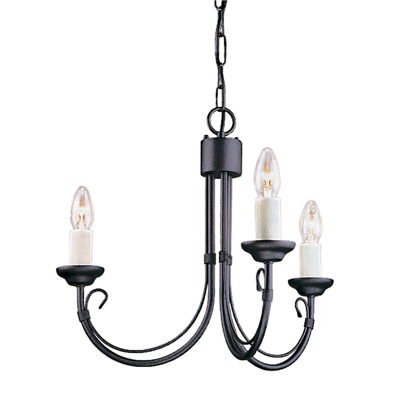 Elstead Lighting CH3 BLK Chartwell 3 Light Chandelier Black Finish