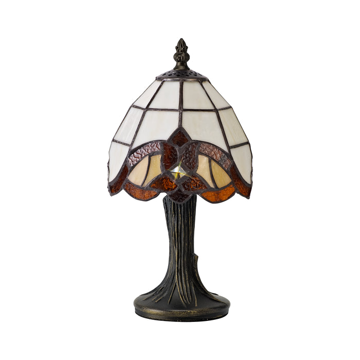 Regal Lighting SL-2083 1 Light Tiffany Table Lamp 15cm Cream and Amber With Clear Crystal Shade