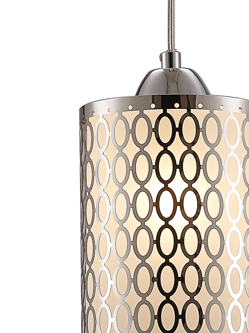 Deco Charon Single Oval Pattern Pendant 1 Light E27 Polished Chrome • D0132