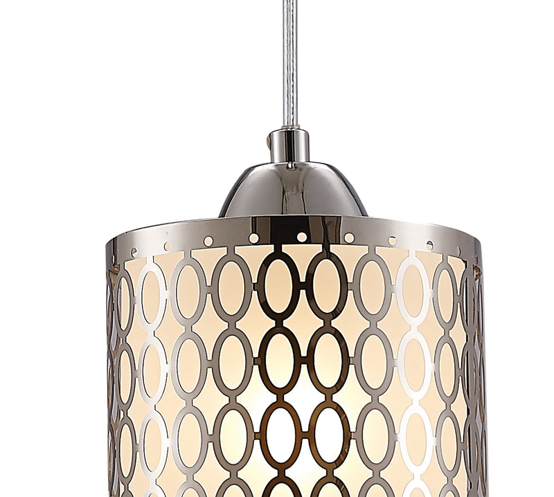 Deco Charon Single Oval Pattern Pendant 1 Light E27 Polished Chrome • D0132