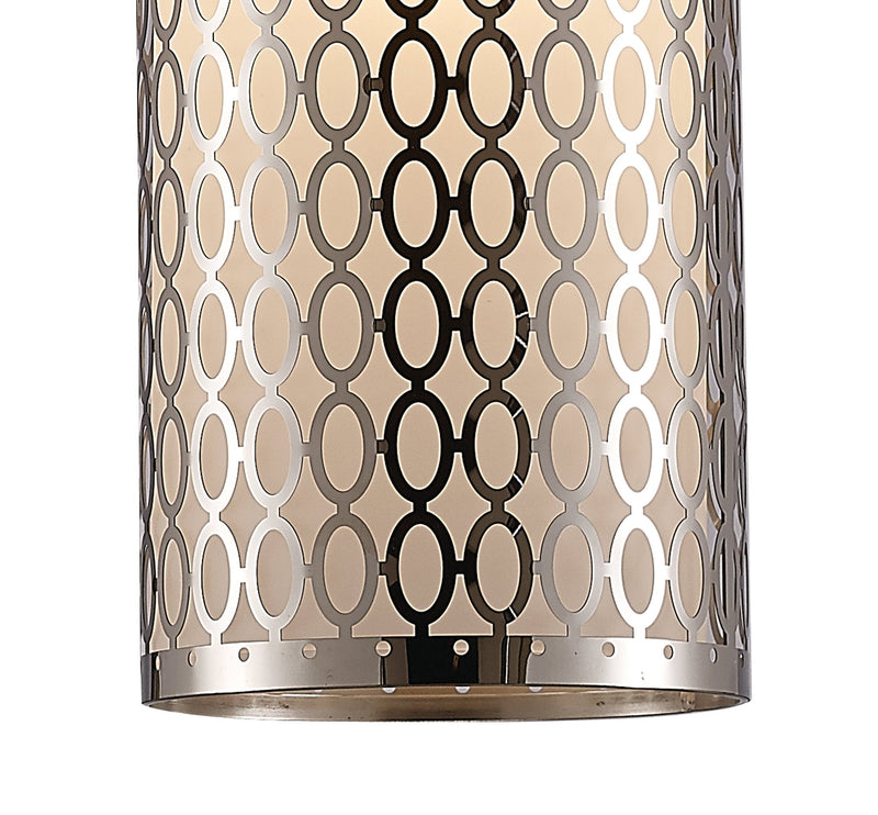 Deco Charon Single Oval Pattern Pendant 1 Light E27 Polished Chrome • D0132