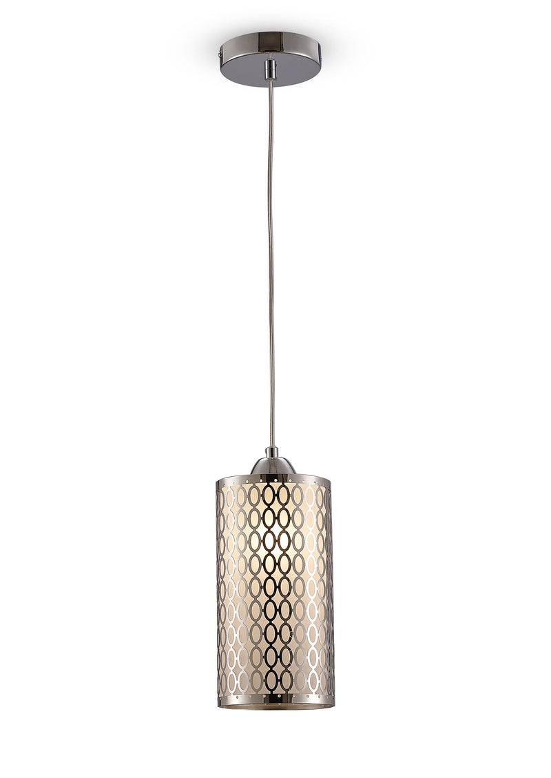 Deco Charon Single Oval Pattern Pendant 1 Light E27 Polished Chrome • D0132