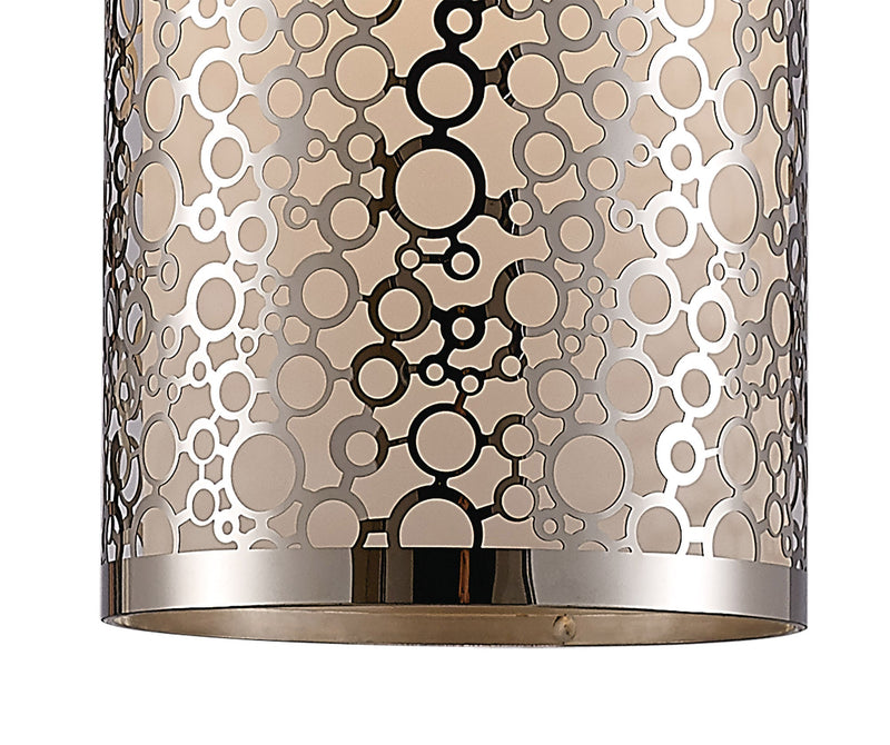 Deco Charon Single Circle Pattern Pendant 1 Light E27 Polished Chrome • D0133