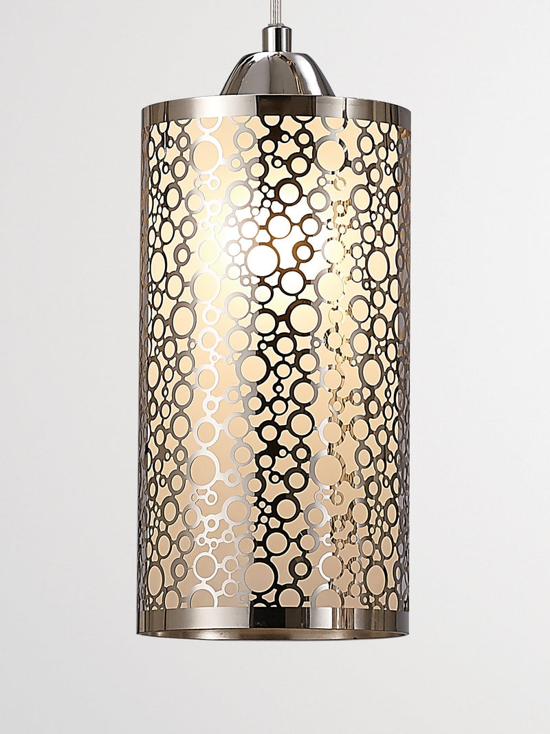 Deco Charon Circle Pattern Pendant 3 Light E27 Linear Polished Chrome • D0134