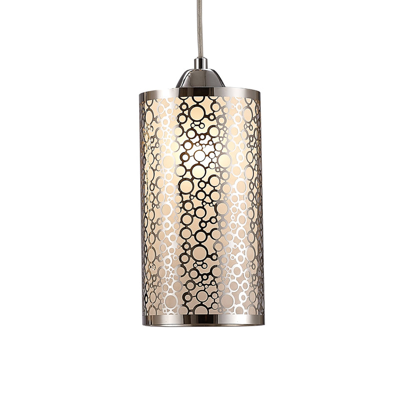 Deco Charon Circle Pattern Pendant 3 Light E27 Linear Polished Chrome • D0134