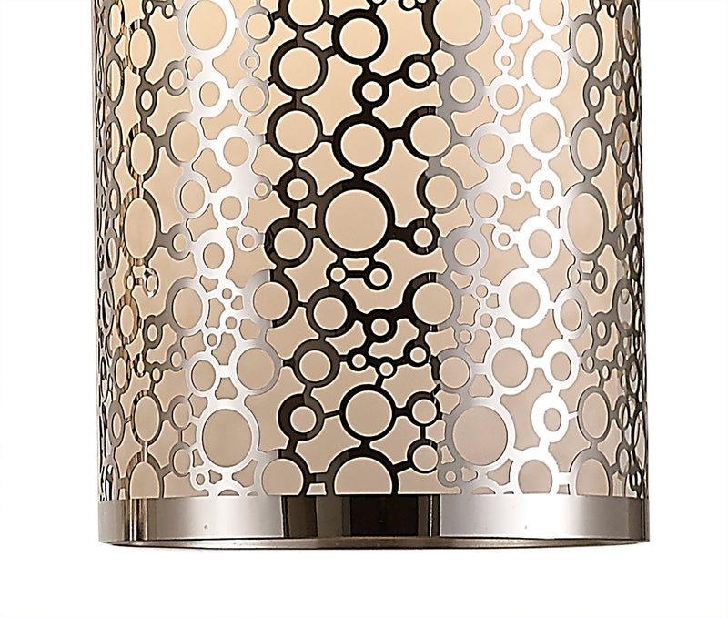 Deco Charon Circle Pattern Pendant 3 Light E27 Linear Polished Chrome • D0134