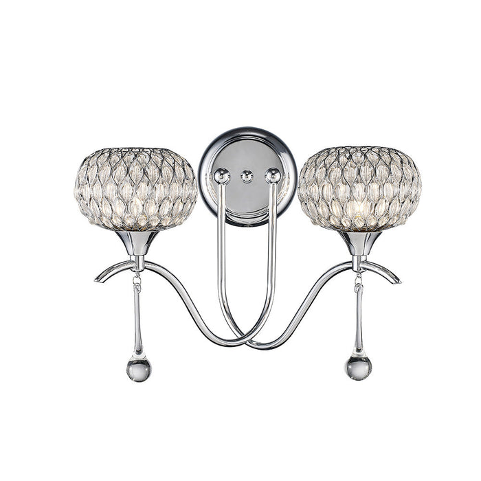 Diyas  Chelsie Wall Lamp 2 Light G9 Polished Chrome/Clear Beaded Glass • IL31501