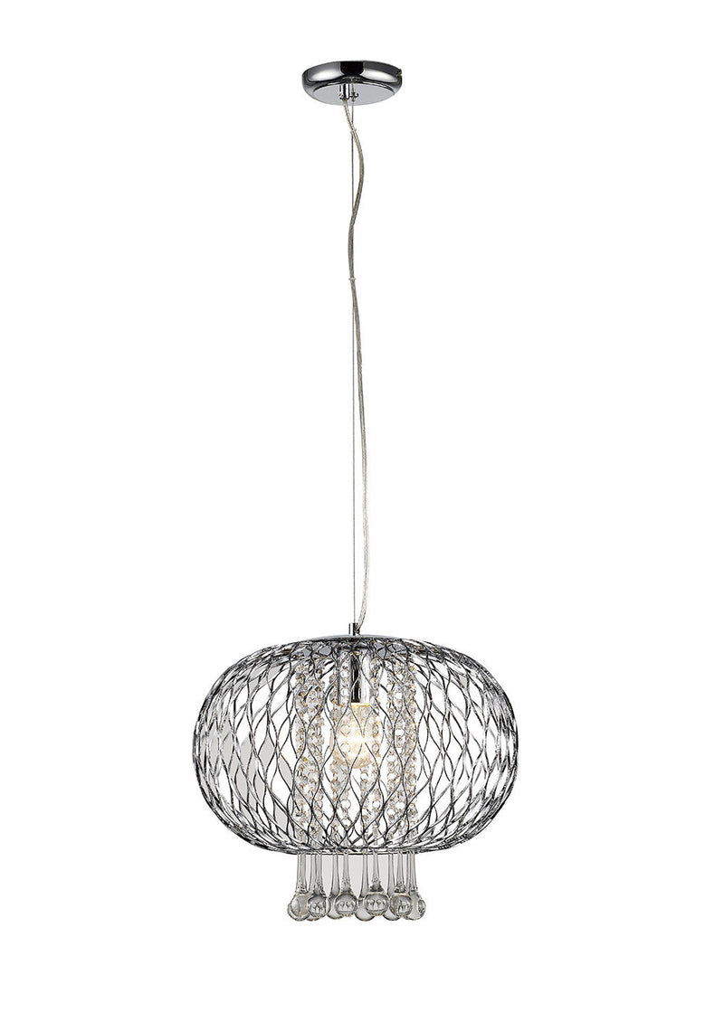 Diyas  Chelsie Large Pendant 1 Light E27 Polished Chrome/Clear Beaded Glass • IL31521