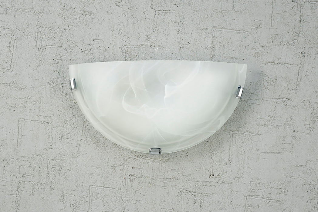 Deco Chester 1 Light E27 Flush Wall Lamp, Polished Chrome With Frosted Alabaster Glass • D0388