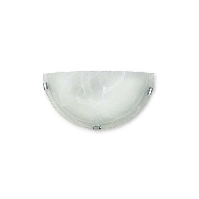 Deco Chester 1 Light E27 Flush Wall Lamp, Polished Chrome With Frosted Alabaster Glass • D0388