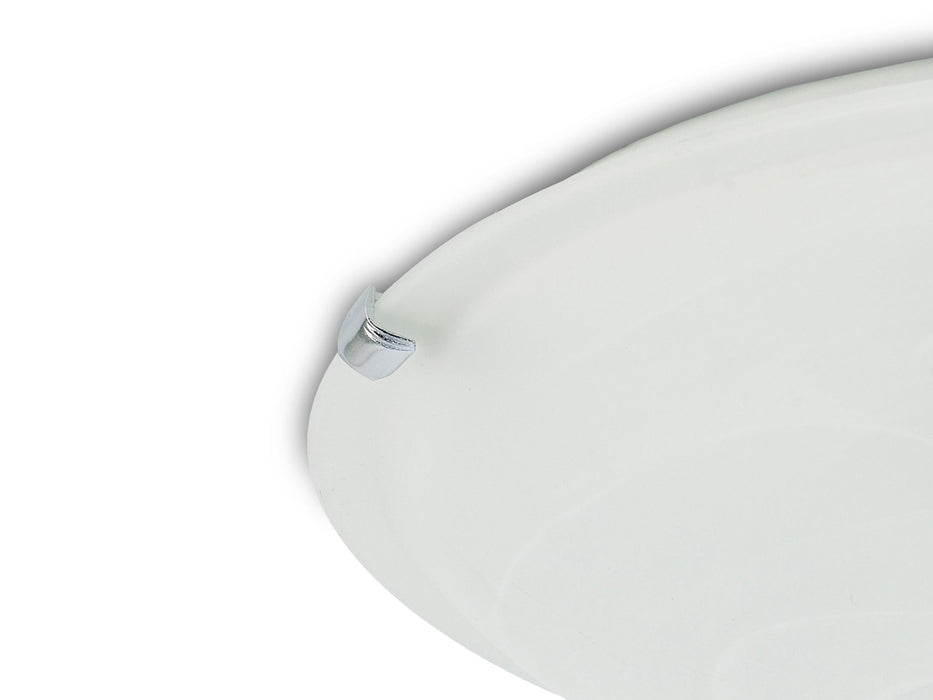 Deco Chester 3 Light E27 Flush Ceiling 400mm Round, Polished Chrome With Frosted Alabaster Glass • D0390